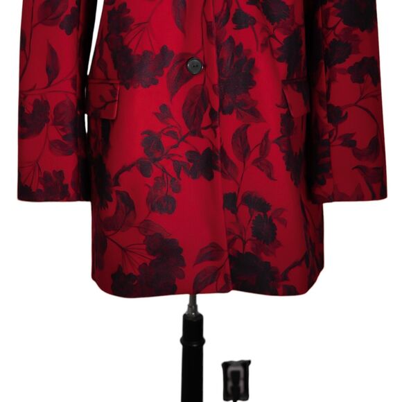 ASOS Design Women's Blazer Red Black Floral Two Button Oversized Suit Jacket 14 - Picture 6 of 9